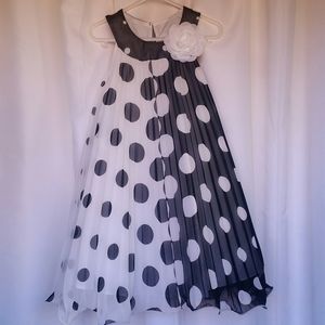 Bonnie Jean Special Occasion Black White Dot Dress